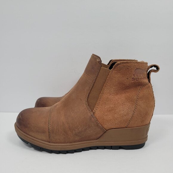 Sorel Evie Women's Pull On Wedge Ankle Boots Brown NL3816-242 US Size 7 - Picture 2 of 8